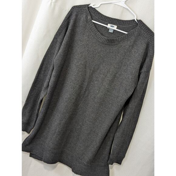OLD NAVY! FAB CHARCOAL GRAY TUNIC STYLE LONG PULLOVER SWEATER! SZ L - Picture 1 of 8